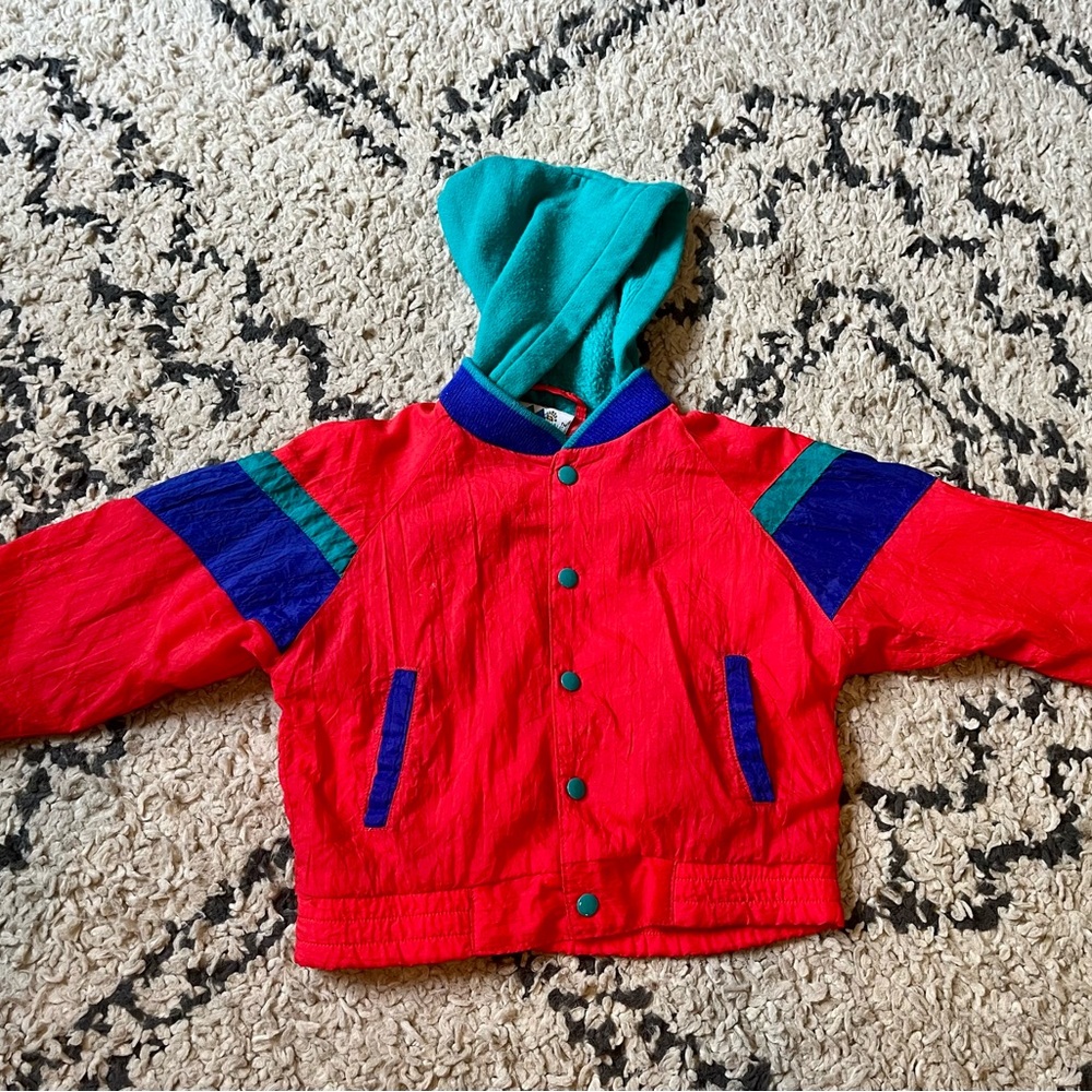 Vintage Colorful Kids Puffer windbreaker Jacket